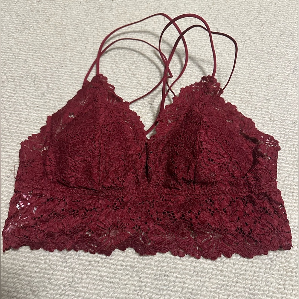 Red lace bralette